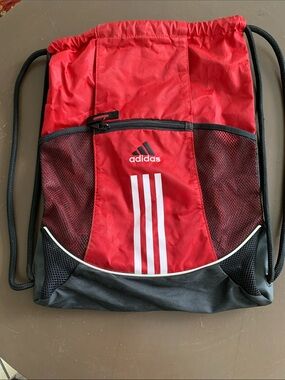 Adidas Red and Black Drawstring Gym Backpack